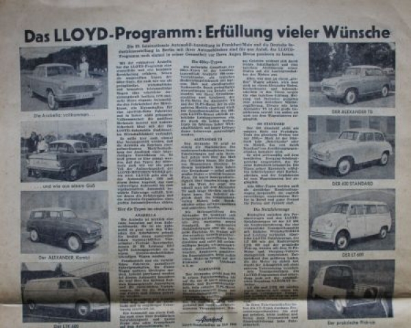 "Motorisierte Abendpost" Lloyd Journal 1957 IAA Frankfurt (0804)